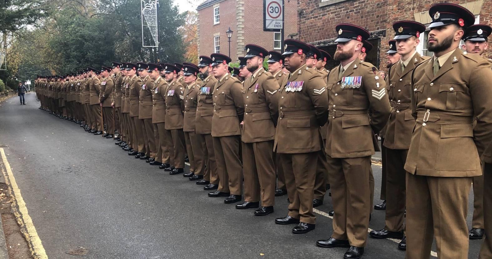 ripon-10th-november-2024-royal-engineers-wait-for-the-remembrance-day-march