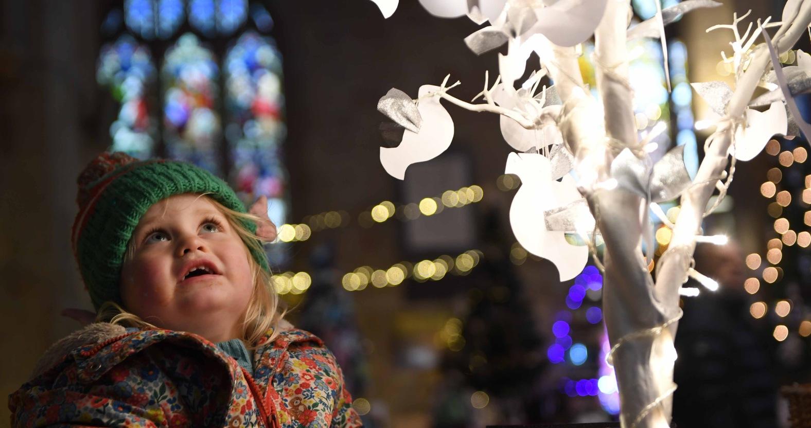 3-year-old-freya-thompson-from-knaresborough-in-her-christmas-hat-admires-one-of-the-christmas-trees-picture-gerard-binks-2