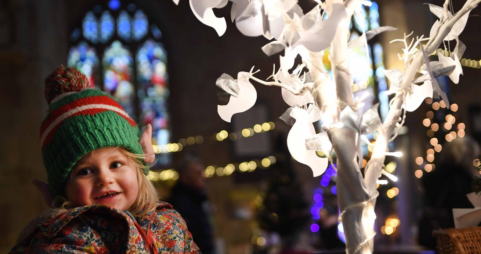 pictured-3-year-old-freya-thompson-from-knaresborough-in-her-christmas-hat-admires-one-of-the-christmas-trees-picture-gerard-binks