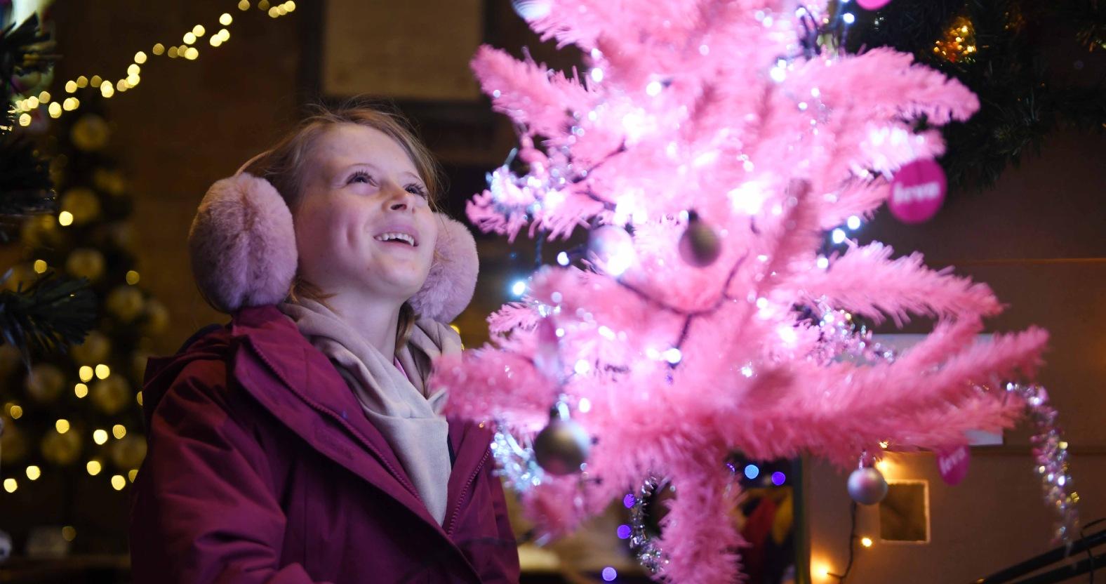pictured-8-year-old-freya-mcnab-views-the-tiny-pink-christmas-tree-picture-gerard-binks