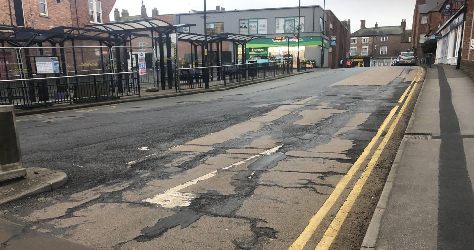 ripon-18th-feb-2025-mosss-arcade-potholes