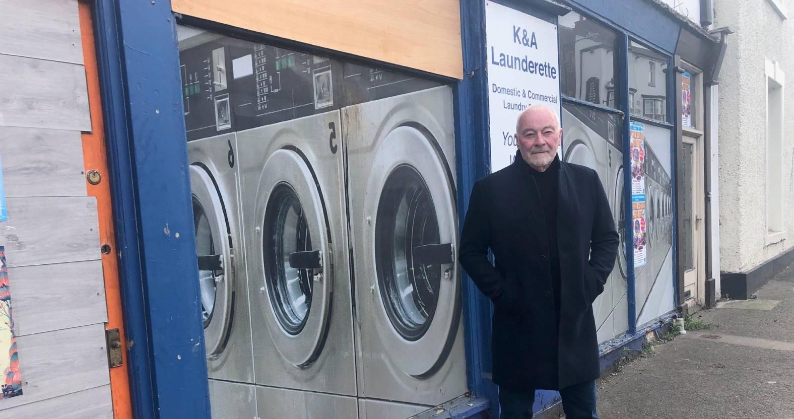 ripon-15th-april-2025-russ-kell-at-semi-derlict-launderette
