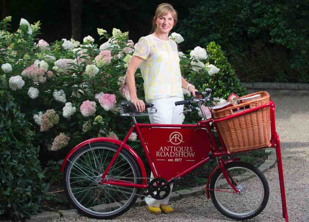 Fiona Bruce with Antiques Roadshow Bike