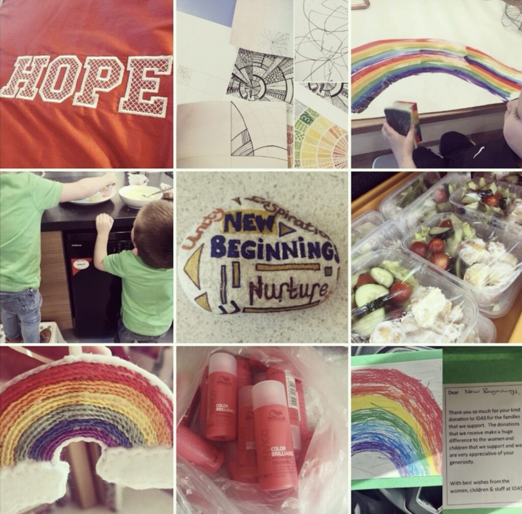 A collage of workshops offered by the charity New Beginnings.