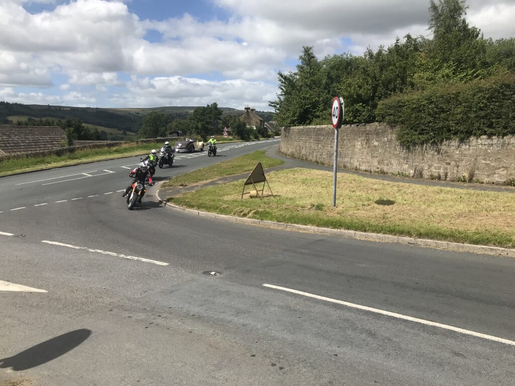 Photograph of motorcyclists on the road in Nidderdale