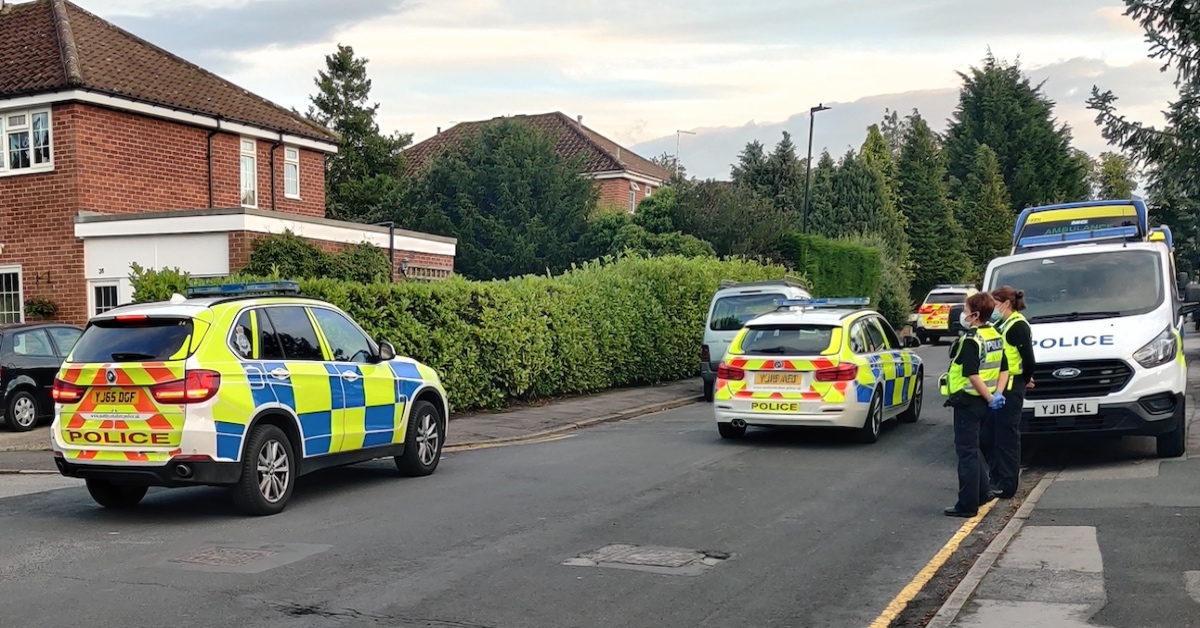 North Yorkshire Police outside Harcourt Drive in Harrogate on Sunday evening (August 23).