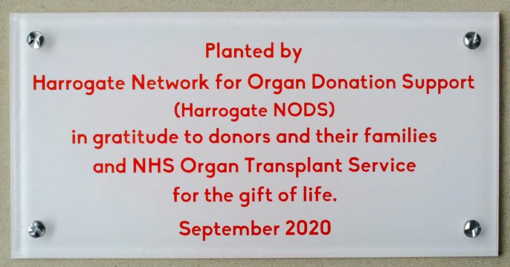 Organ donation plaque