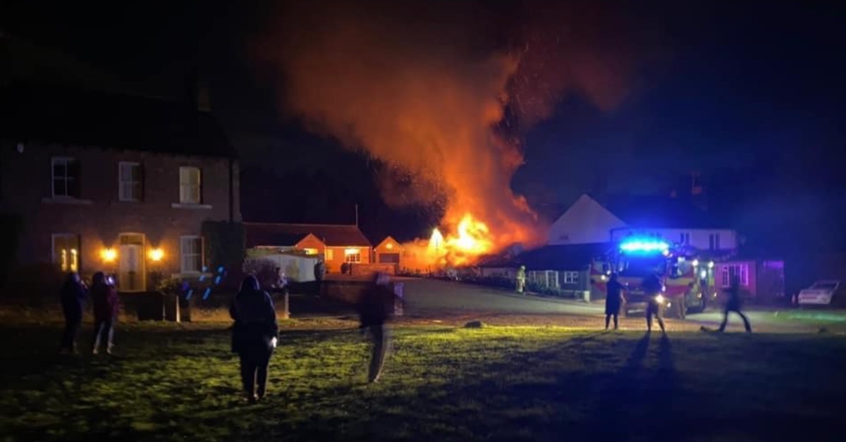 The blaze at the Tiger Inn pub in Coneythorpe yesterday (November 13).