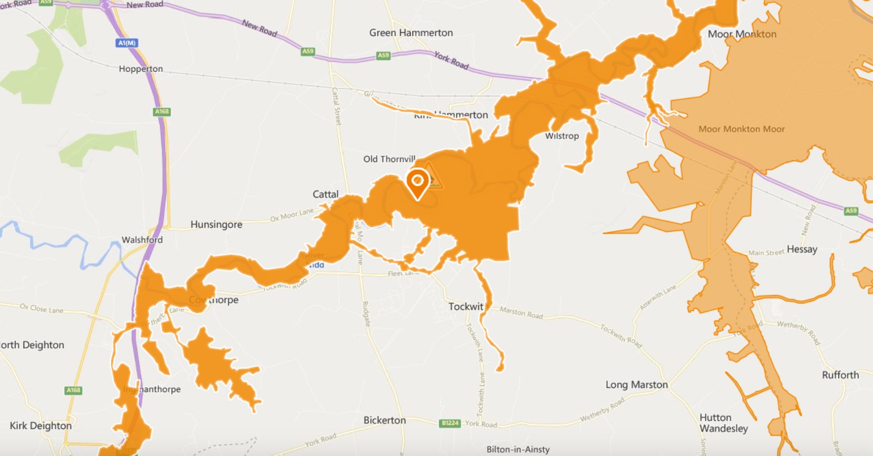 Environment Agency flood alerts for the lower River Nidd