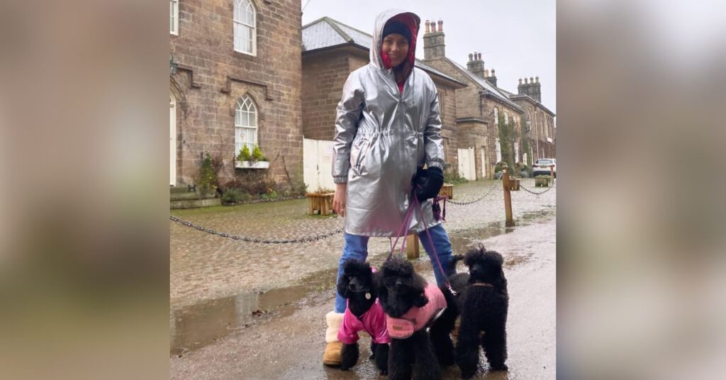 Verity Hardcastle and her three dogs.