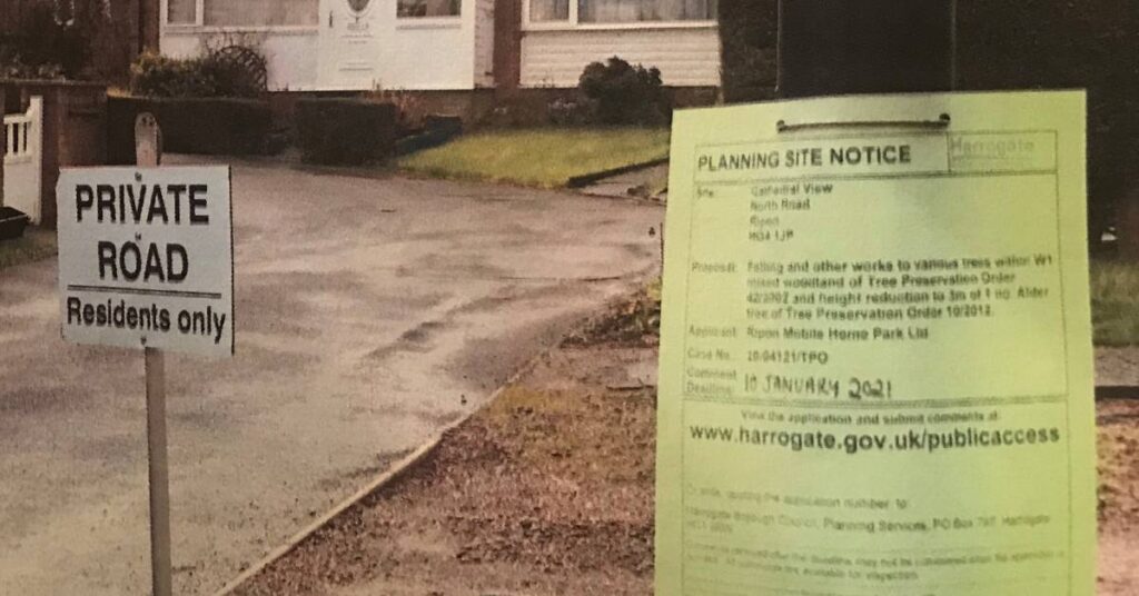 Photo of planning notice on Magdalens Close