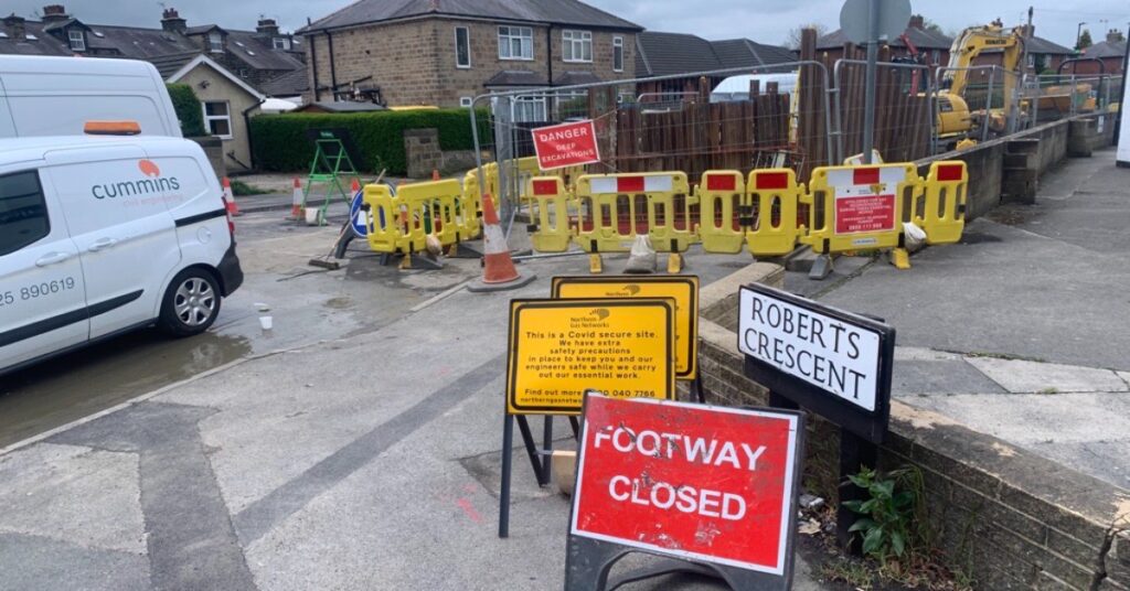 Footpath closed on Roberts Crescent, off Skipton Road.