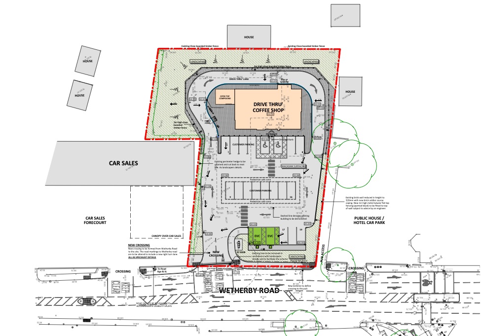 The proposed layout of the Starbucks site on Wetherby Road as submitted to Harrogate Borough Council. Picture: Euro Garages.