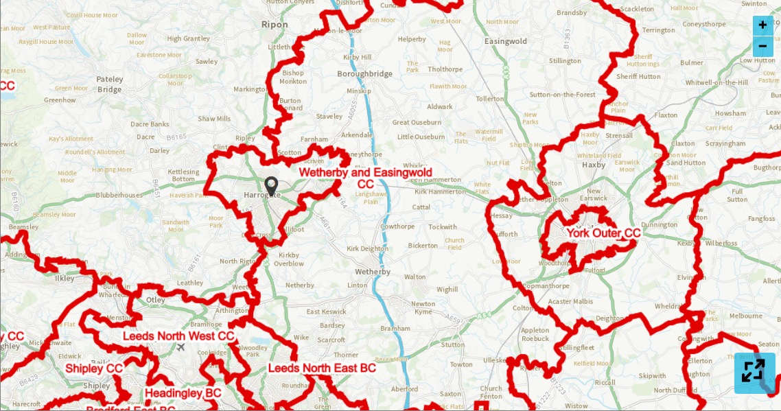 A map of the new constituency and reduced Harrogate and Knaresborough seat under the Boundary Commission plans. Picture: Boundary Commission.