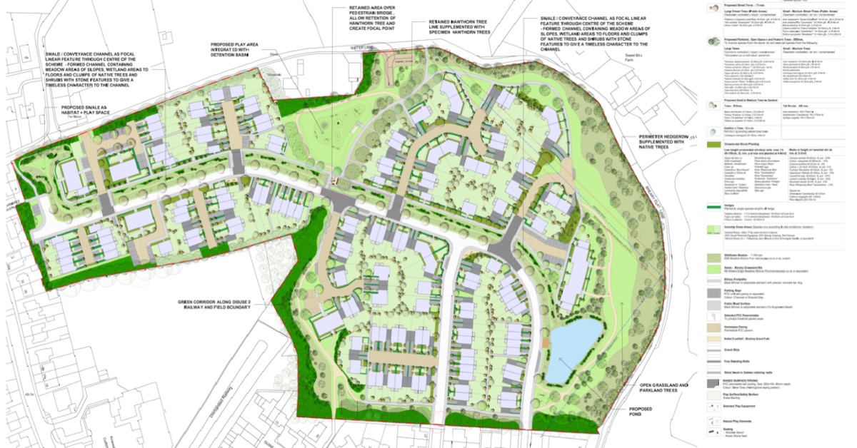 Site layout for the 170 homes on Water Lane, Knaresborough, as submitted to Harrogate Borough Council.