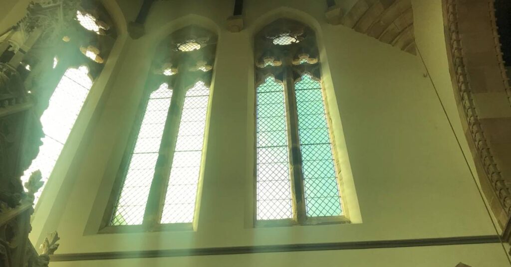 Photo of windows in the church tower