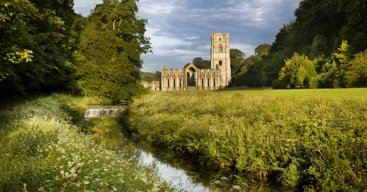 The River Skell runs by Fountains Abbey.
