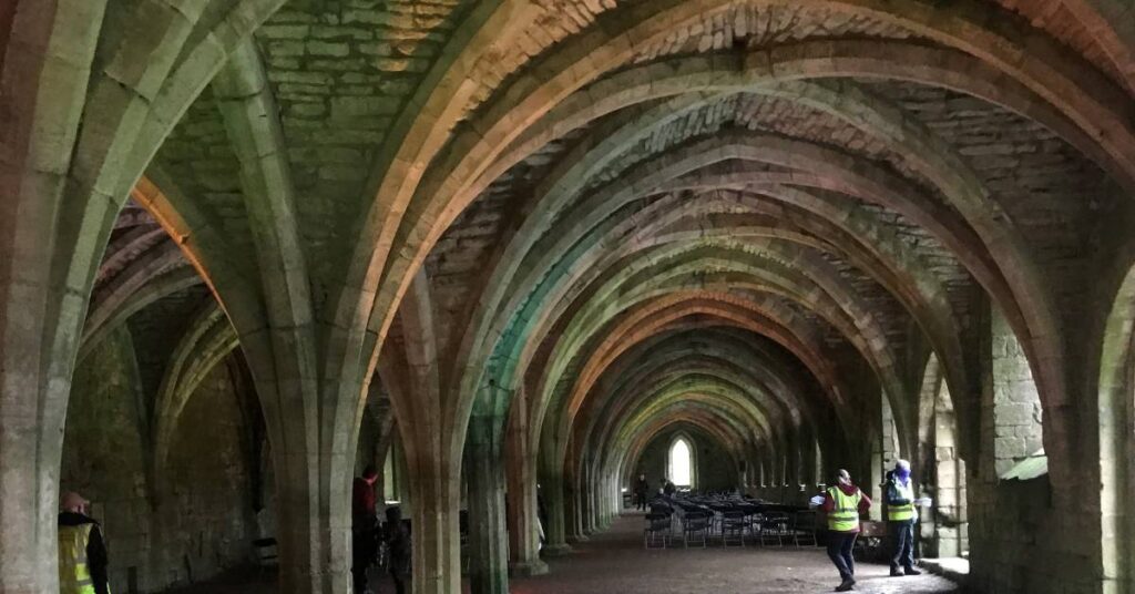 photo of the cellarium at Fountains Abbey