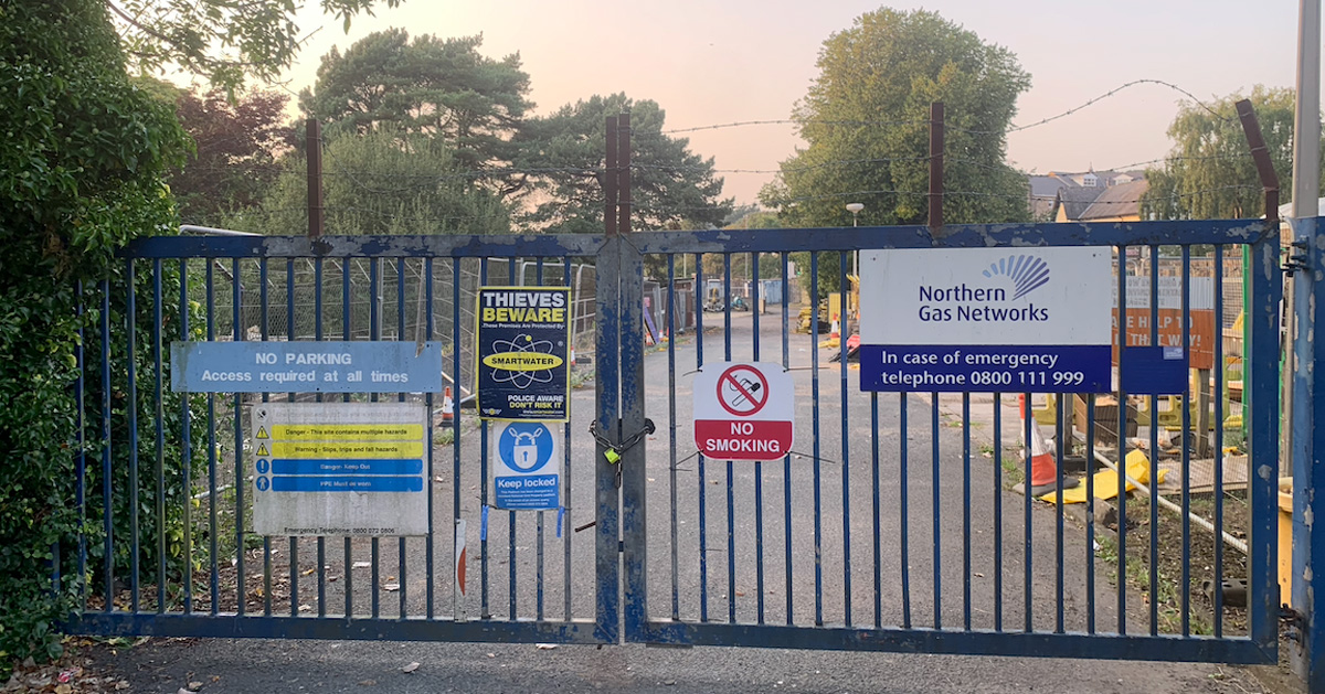 The gates at the former gasworks site off Skipton Road.