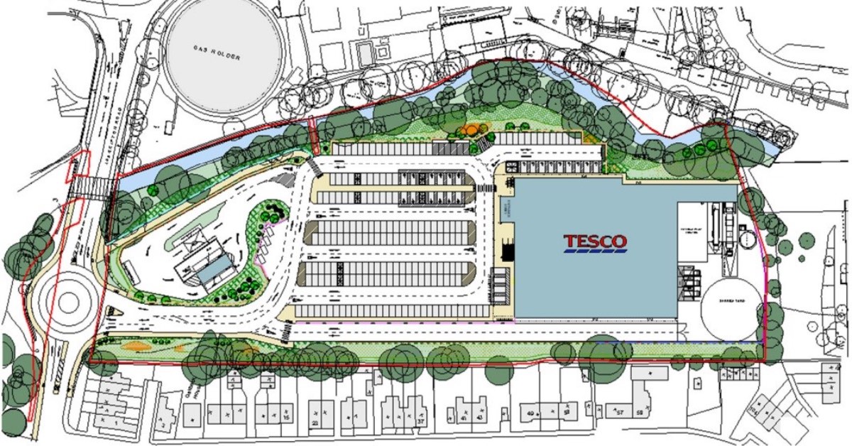 Layout for the new Tesco site, as published in January 2022.