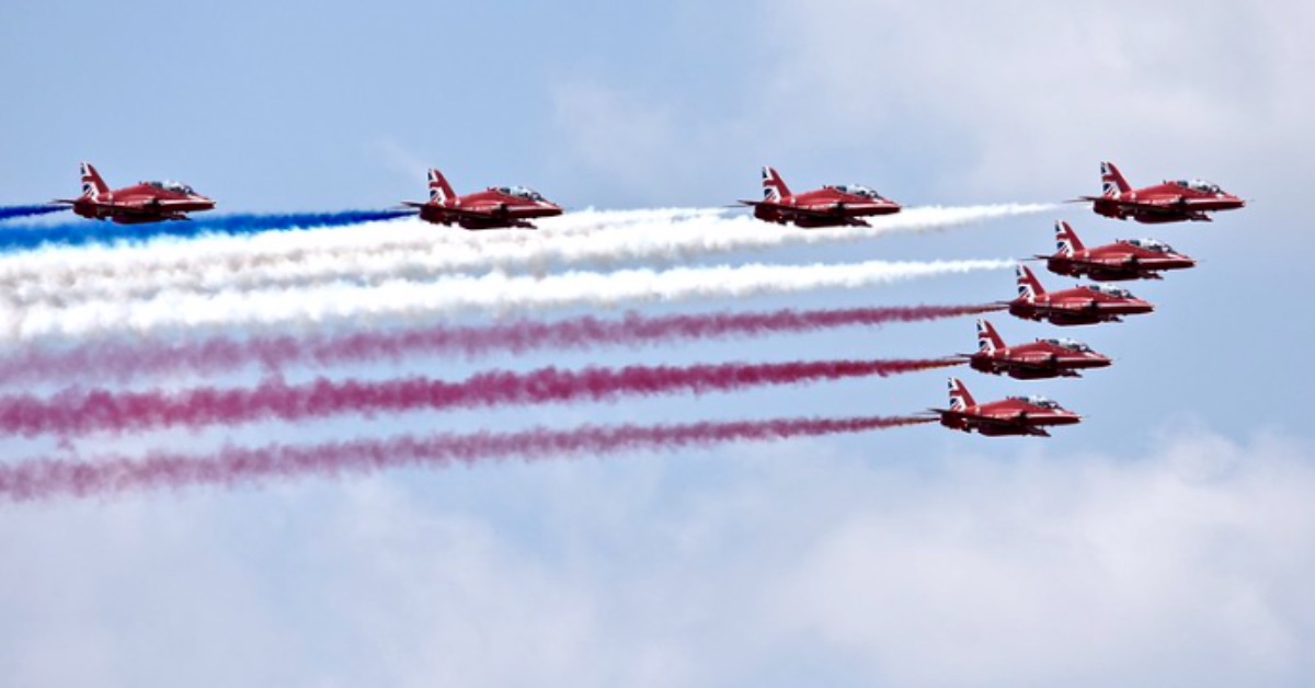 The Red Arrows, which are based at RAF Scampton in Lincolnshire.