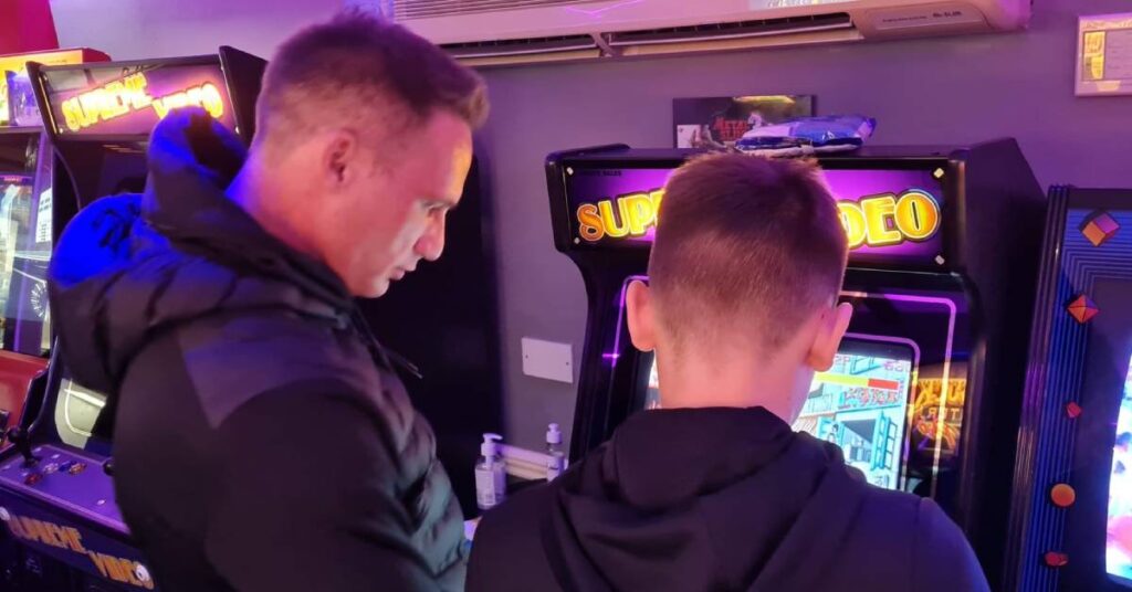 Father and Son at New Wave Gaming Arcade