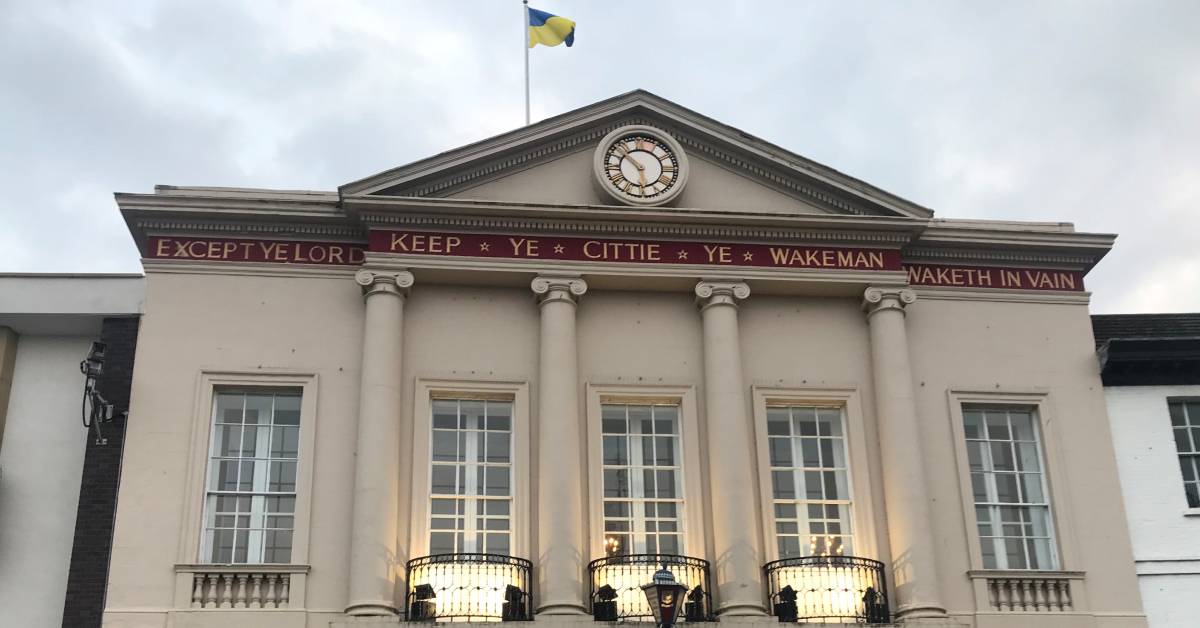 Flag of Ukraine on Ripon Town Hall