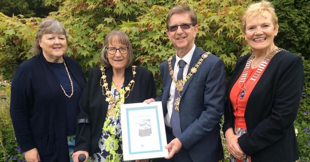 Toilet twinning certificate presented to Mayor Cllr Trevor Chapman by Soroptimists