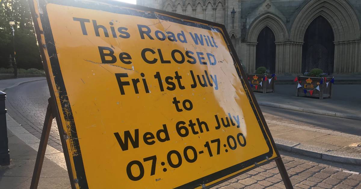 Ripon Minster Road closed sign