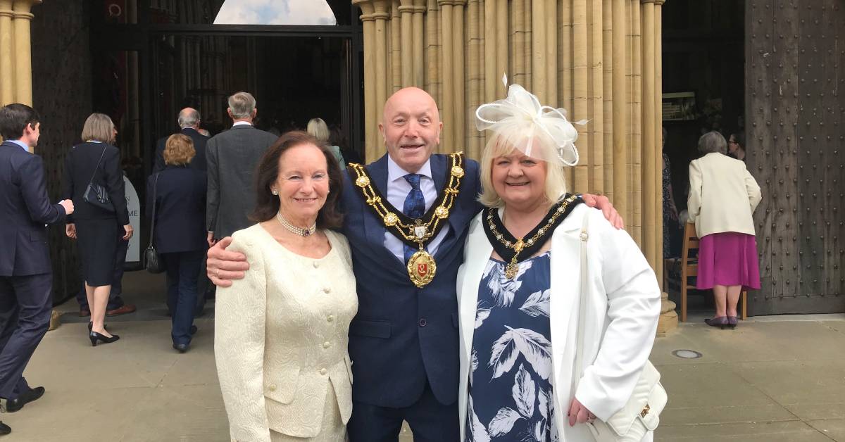 Mayor and Mayoress of Ripon Sid and Linda Hawke with Valeria Sykes