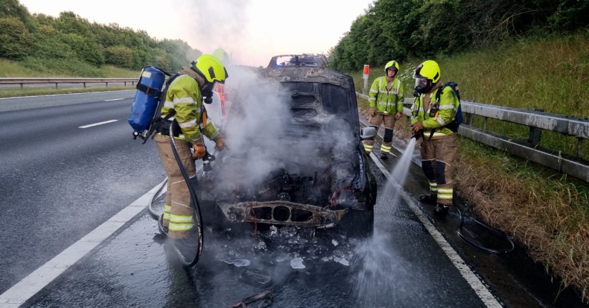 Fire destroys BMW on A1 near Boroughbridge