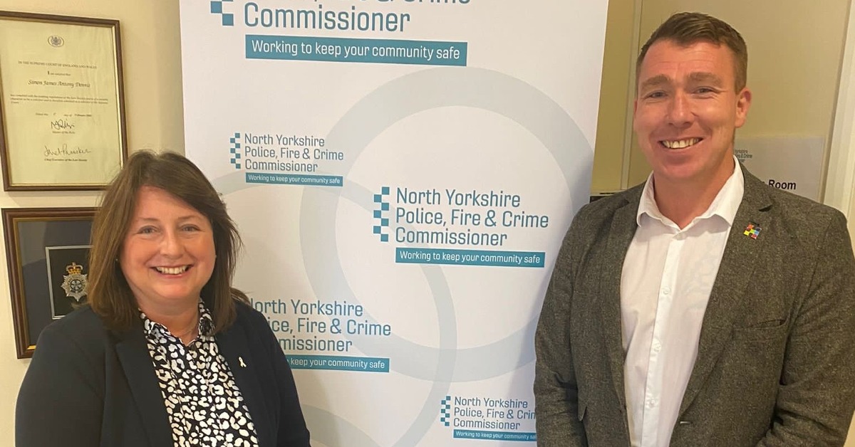 Police, Fire and Crime Commissioner Zoe Metcalfe with Harrogate BID manager Matthew Chapman