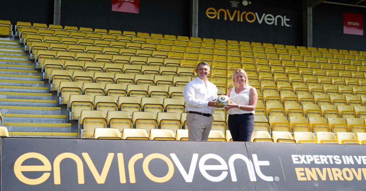 Andy Makin EnviroVent MD and Joanne Towler Harrogate Town AFC Commercial Director.