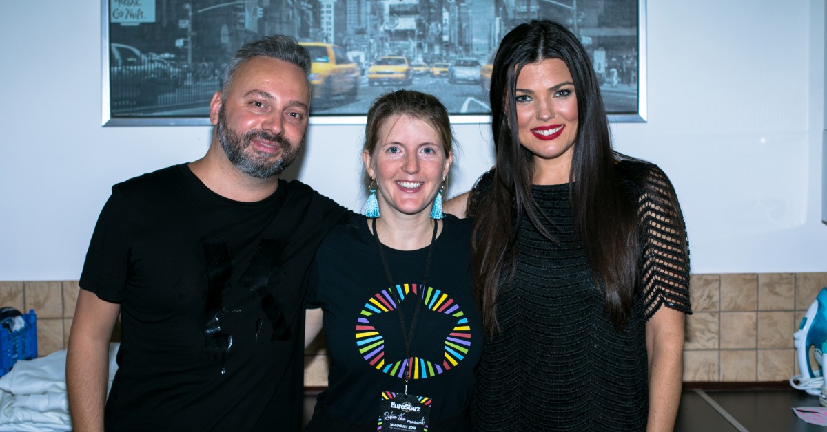 Tania Hodson with Eurovision contestants Paula Seling and Ovi