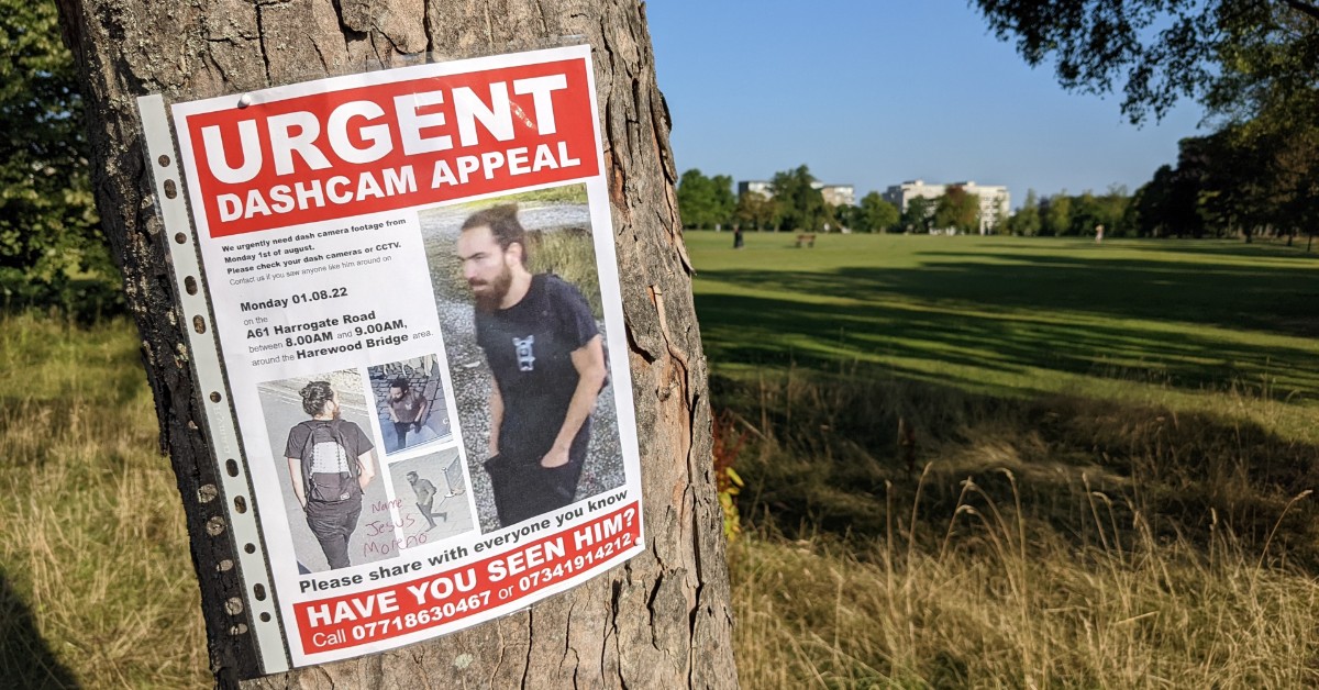 Posters were put up in Harrogate looking for missing man Jesus Moreno