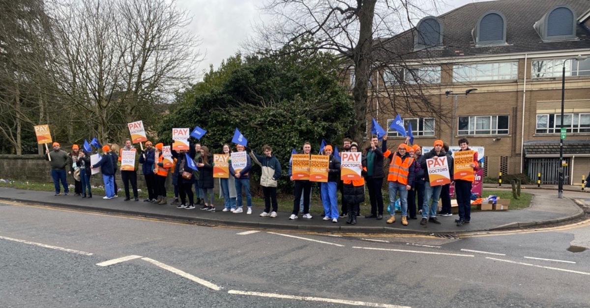 Junior doctors on strike on Wetherby Road in Harrogate in March.
