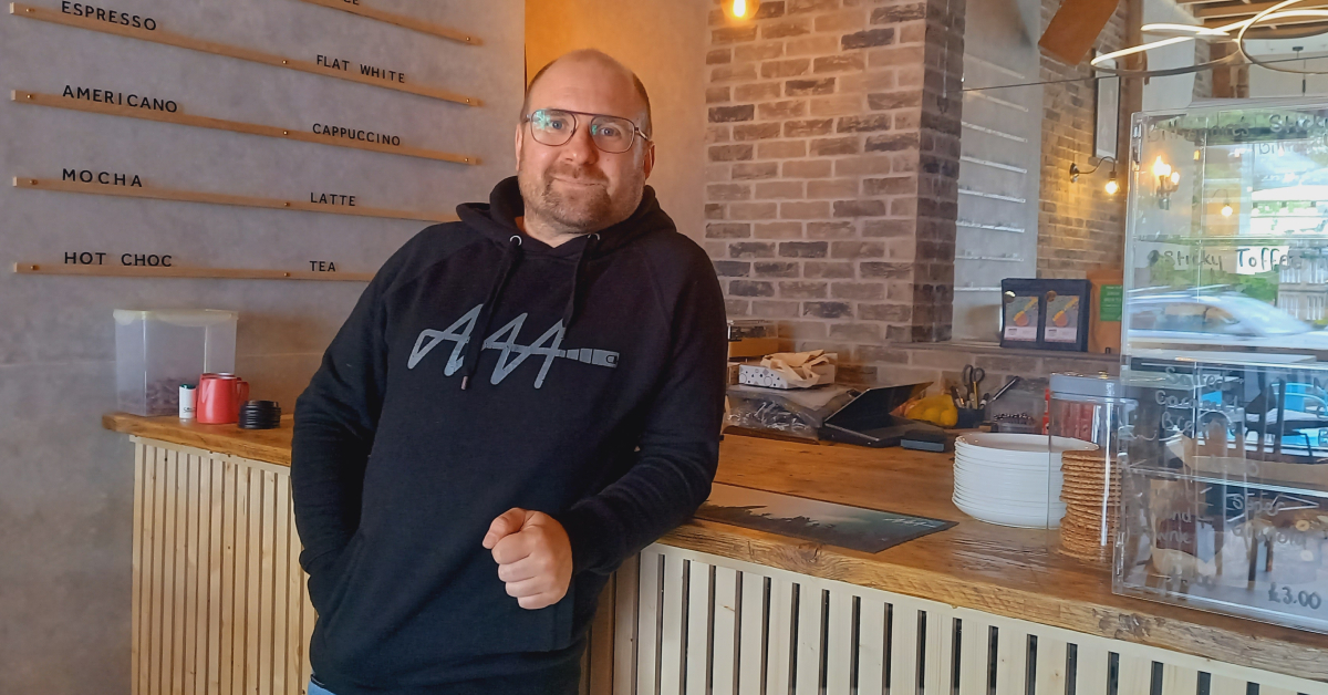 Photo of Dave Swallow, who has opened AAA (pronounced 'triple A'), a vinyl coffee house and bar on Cold Bath Road in Harrogate.