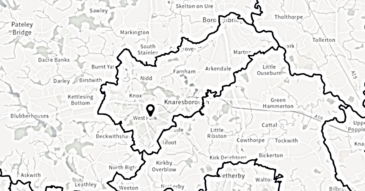 The current boundary for the Harrogate and Knaresborough constituency.