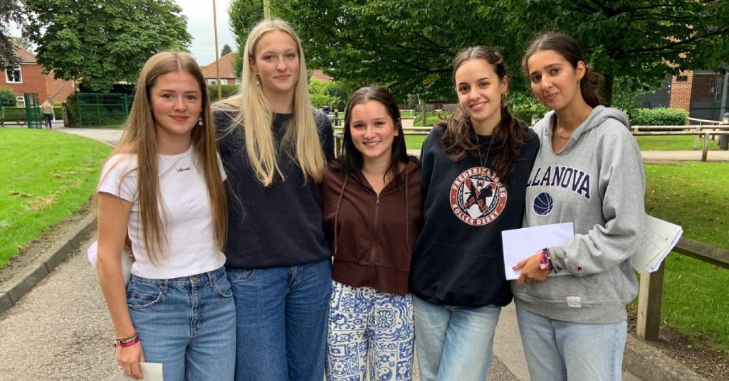 Students celebrate A-level results at Ripon Grammar School