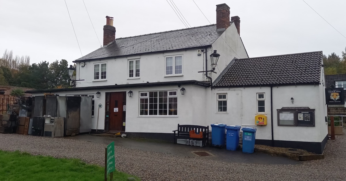Photo of the Tiger Inn in Coneythorpe, which has not reopened since it was damaged by a fire in August.