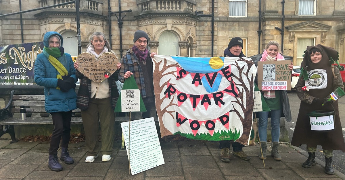 Campaigners protest outside Harrogate Spring Water consultation event