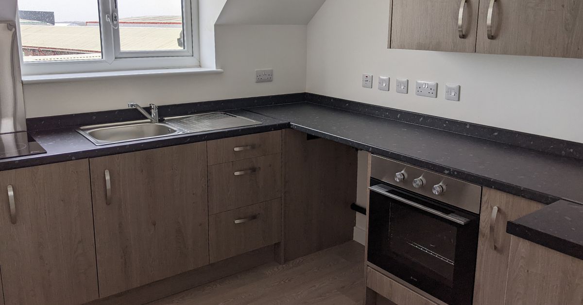 The kitchen at the new St Roberts Grove assisted living development in Harrogate