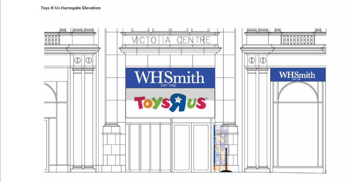 A designer's drawing showing how the new Toys R Us sign will look.